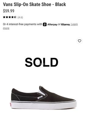SOLD!!!!!!!! NWOT Vans Slip-On Skate Shoe - Black